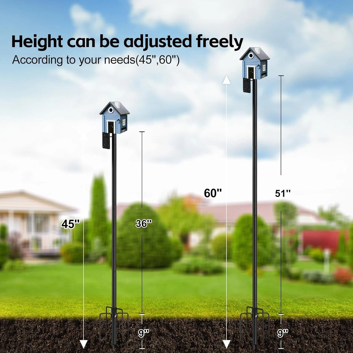 60-Inch Weather-Resistant Bird Pole for Outdoor Use