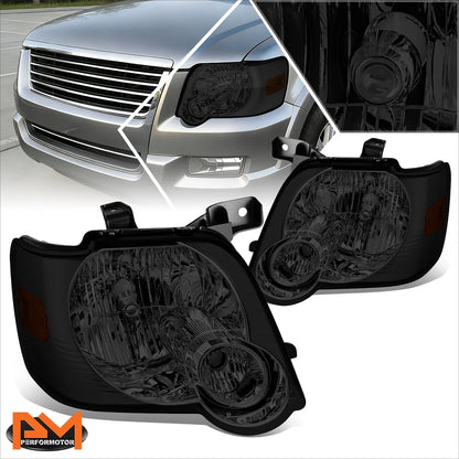 Headlight Lamp Set for Ford Explorer (2006–2010) Smoked Housing Amber Corner