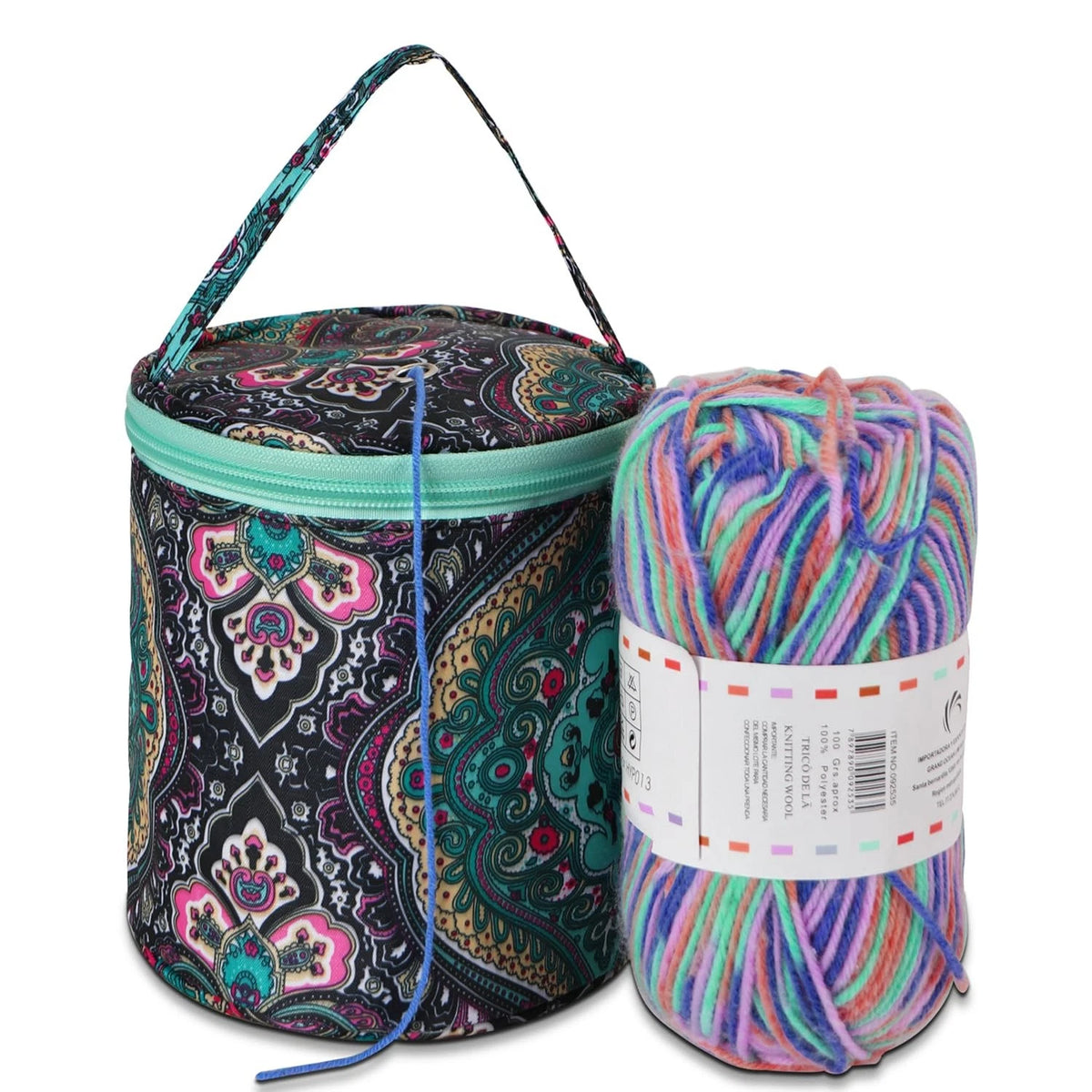 Mini Yarn Storage Bag for Crocheting - Small Vintage Flower Design