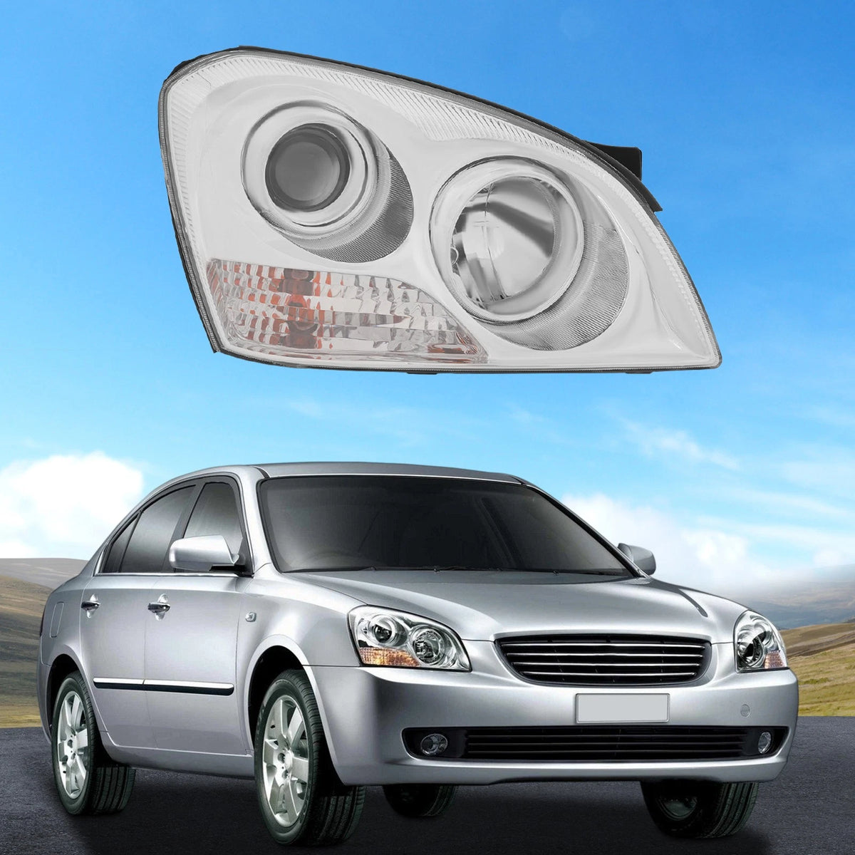 Right Headlight for Kia Optima (2007–2008) KI2503132 Chrome Housing