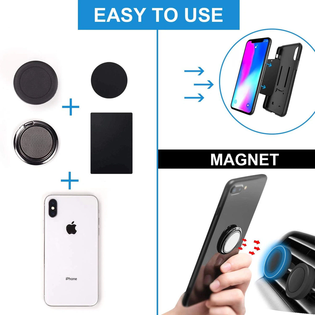360° Rotating Finger Ring Holder Stand Grip for Cell Phone Car Mount