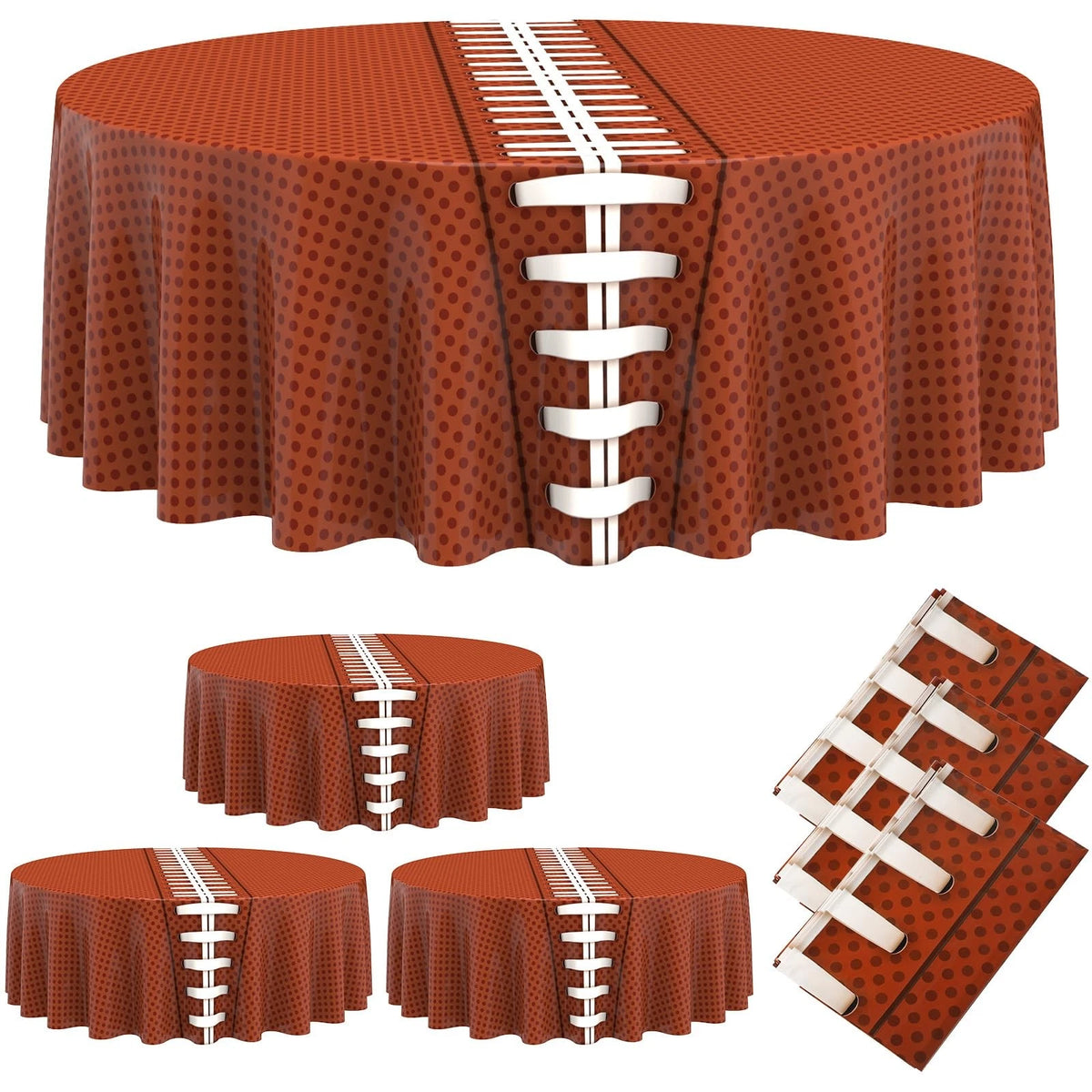 6X Round Tablecloths for Football Theme (84 inches)