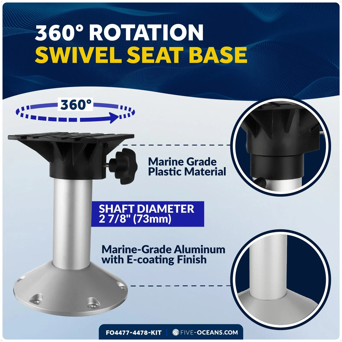 Boat Seat Pedestal and Slide Set for Universal Applications (12")