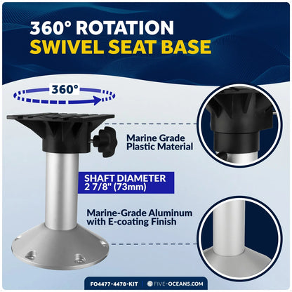 Boat Seat Pedestal and Slide Set for Universal Applications (12")