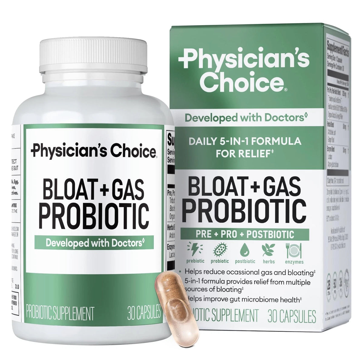 Bloat & Gas Probiotic 5-in-1 for Physician's Choice (30 Count)