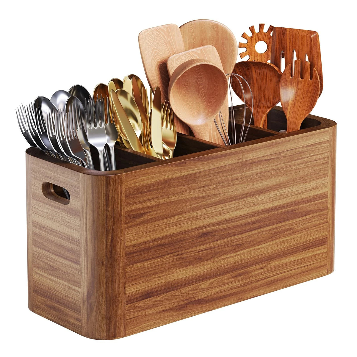 Extra Large Acacia Utensil Holder for Kitchen Counter (No Part Numbers)