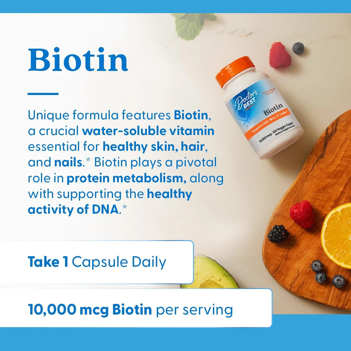 Biotin Supplement 10000 mcg for Doctor's Best (120 Count)