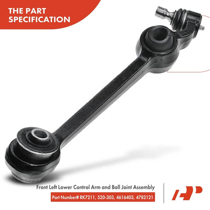 A-Premium Front LH Lower Control Arm w/Ball Joint Assy for Dodge Eagle Chrysler (RK7211, 520-303, 4616403, 4782121)
