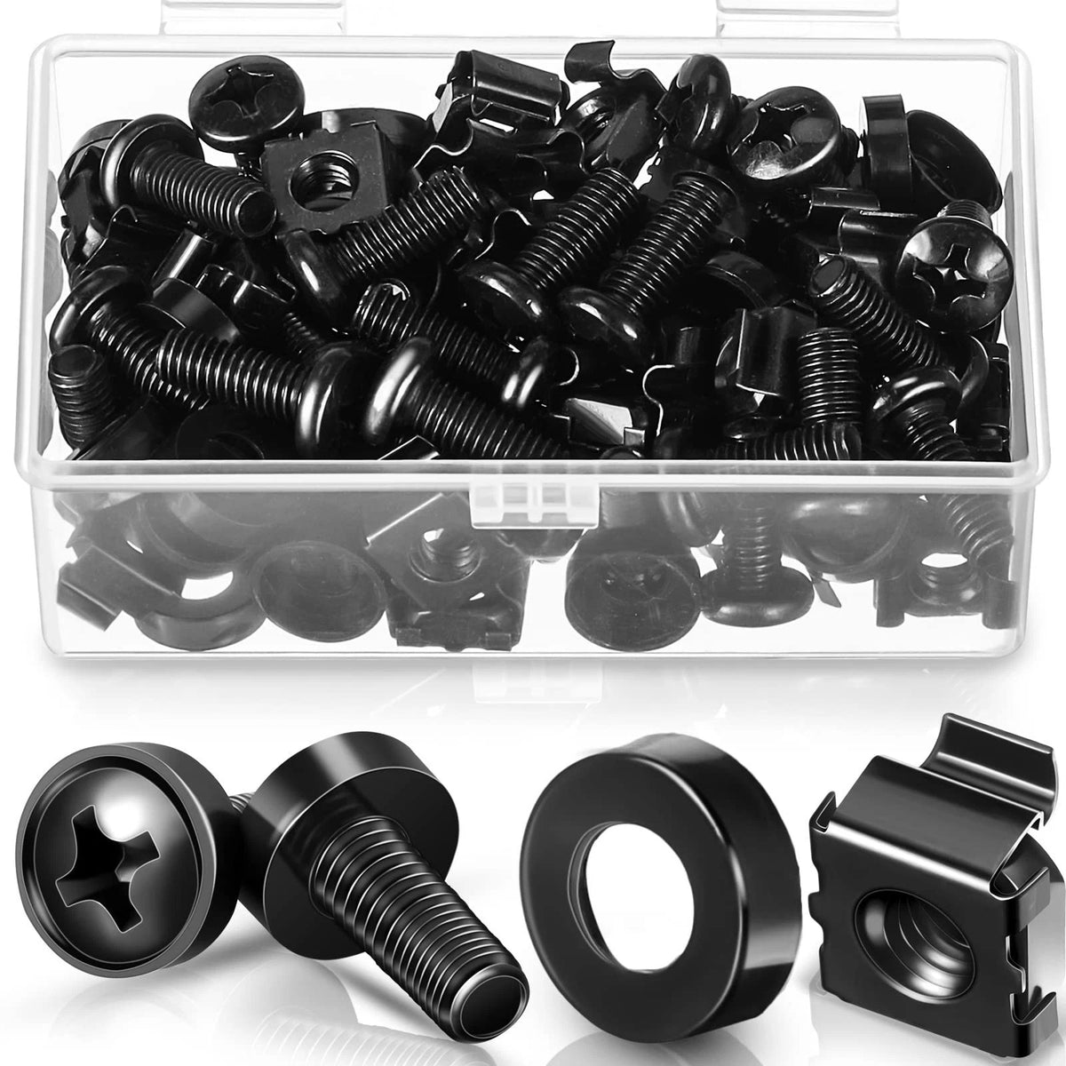 Set of 50 M6 x 16 mm Rack Mount Cage Nuts for Various Applications