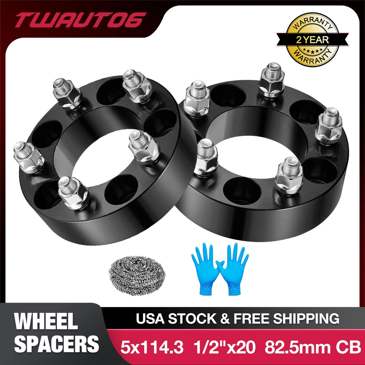 1.5 Inch 5x4.5 (5x114.3) Wheel Spacers for Jeep Wrangler Cherokee Ford Mustang (2008–2024)