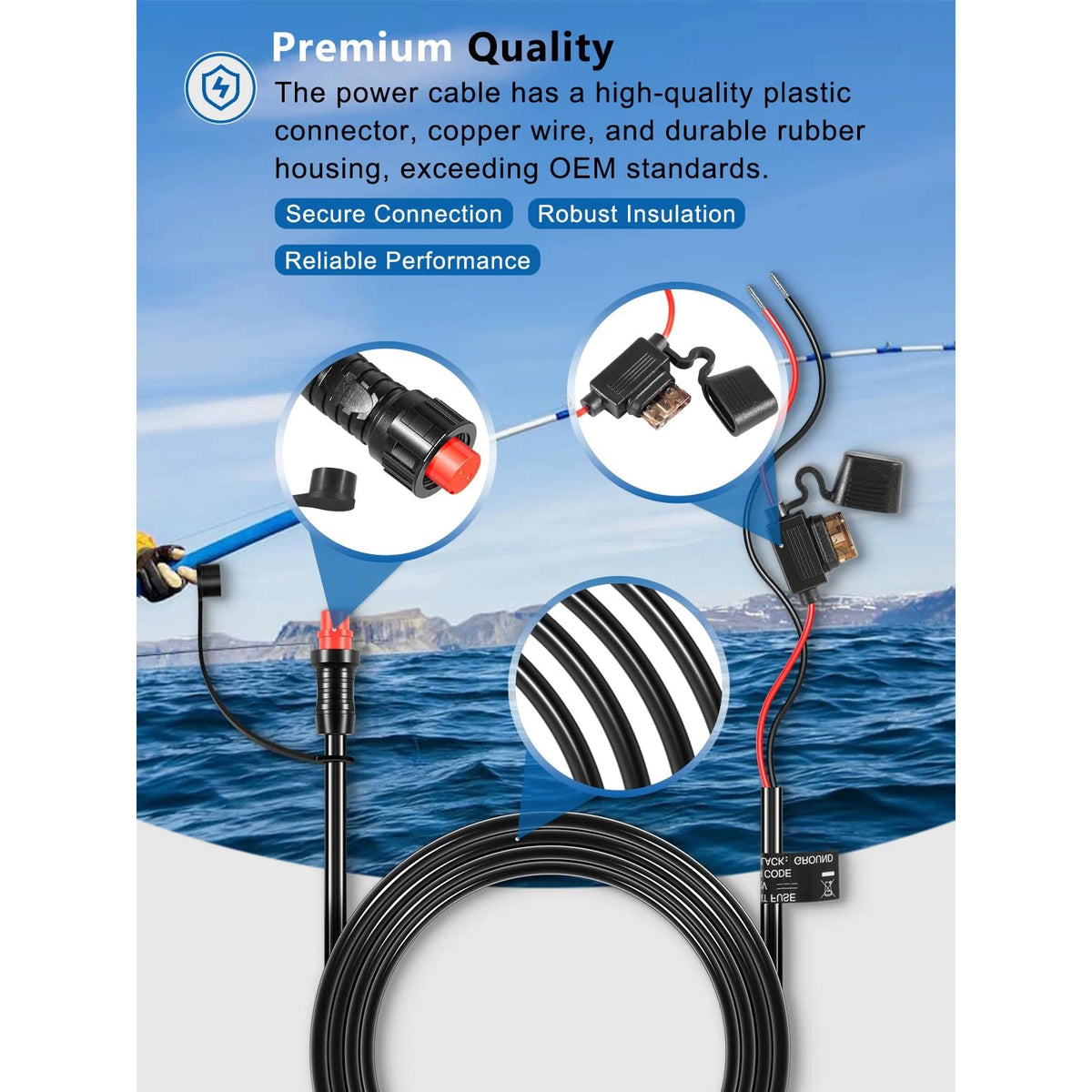 Threaded Transducer Power Cable for Garmin GLS 10 Sonar Module
