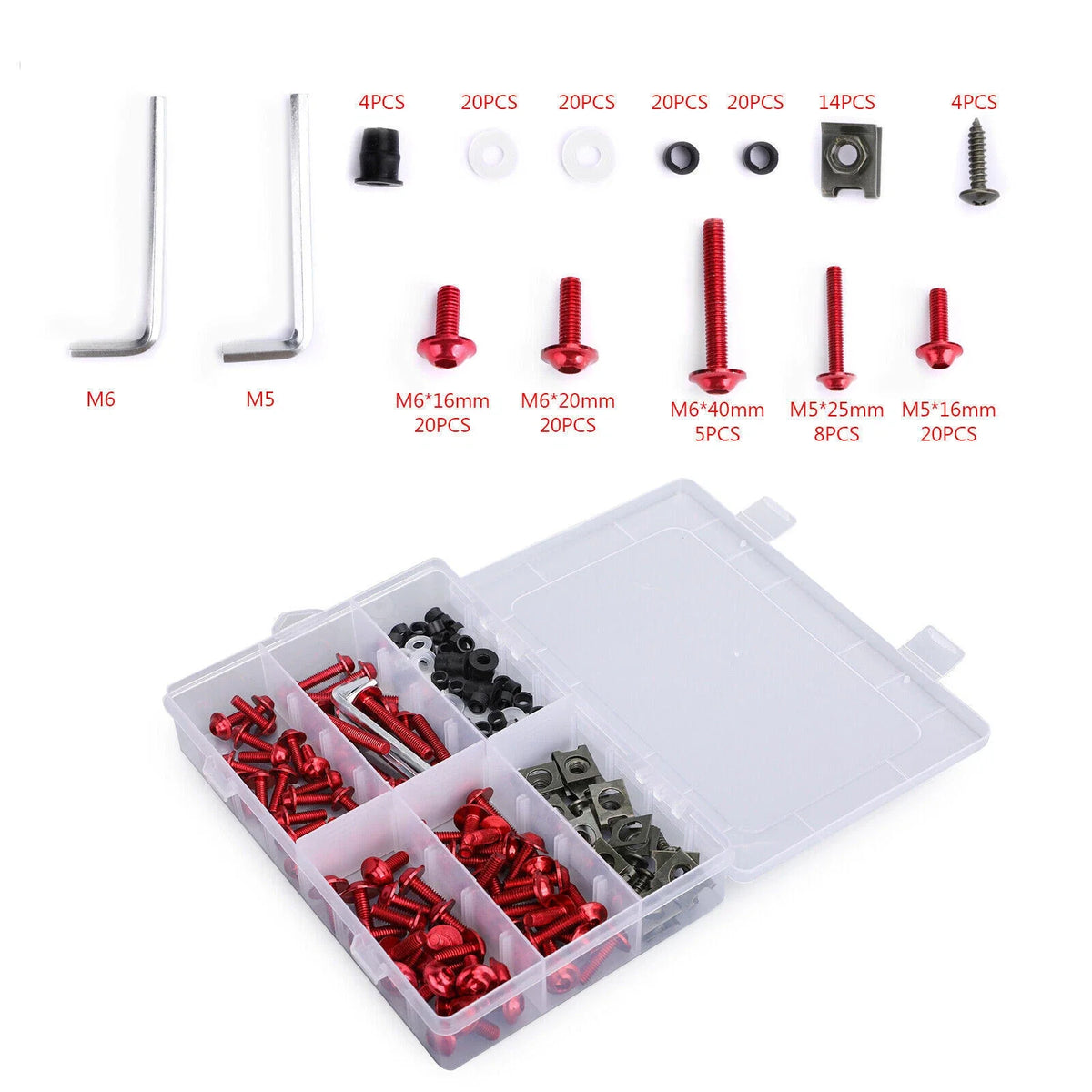 Fairing Bolts Kit M5/M6 for Sportbikes Motorcycle (177x)