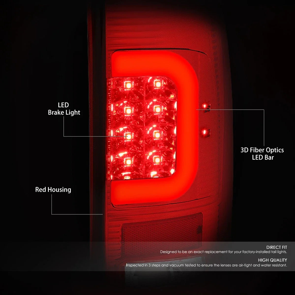3D LED C-Bar Tail Brake Light Lamps for Ford F250 F150 (1999–2007)