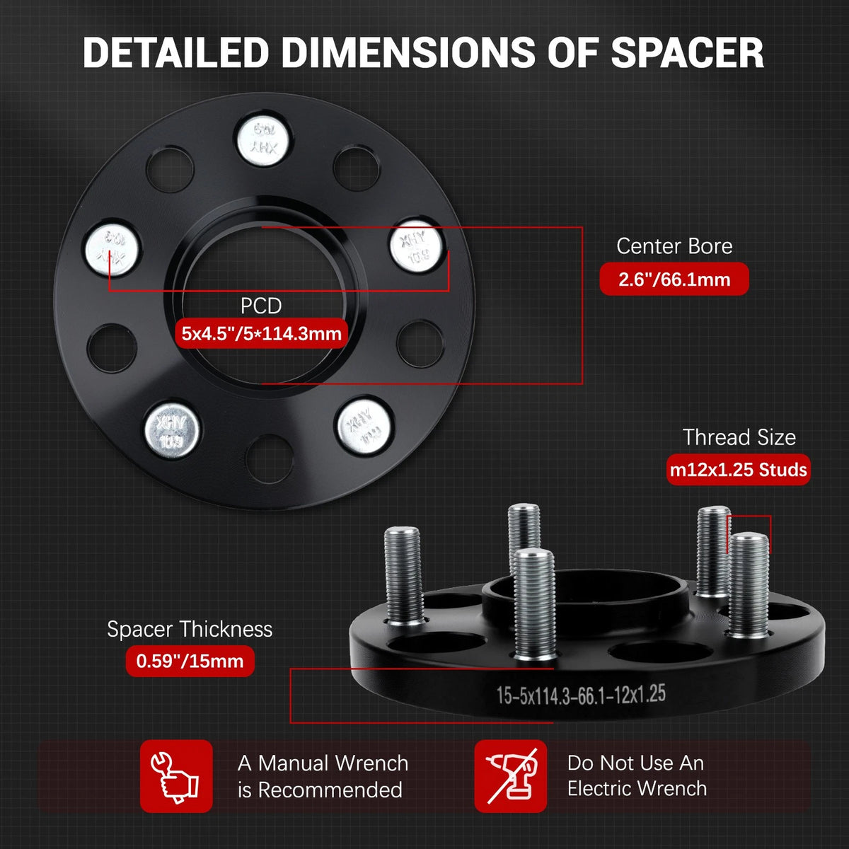 4PC Hubcentric Wheel Spacers 15mm 5x4.5 5x114.3 for Nissan 350Z 370Z G35