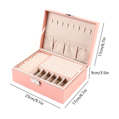 Jewelry Box Organizer for Women Girls - Necklace & Ring Storage Case