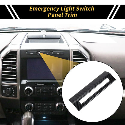 1 Pcs Emergency Light Switch Panel Trim for Ford F-150 (2015–2020) Carbon Fiber Black