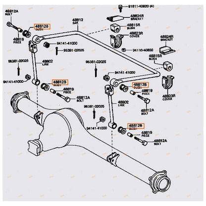 Rear Stabiliser Sway Bar Link Rubber Bush for Landcruiser UZJ100 HDJ100