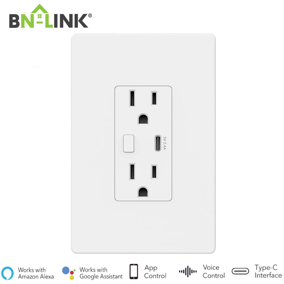 Smart Wi-Fi Electrical Outlet with 2.1A USB Port for Home Use