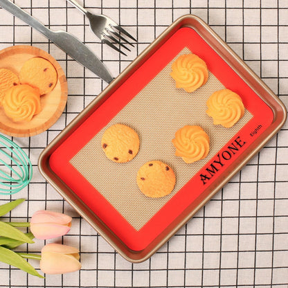 Silicone Baking Mat Set of 2 for 1/8 Eighth Sheet (9 x 7 inch) Orange