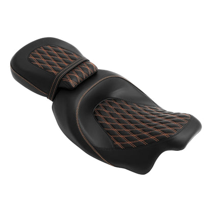 Gel Seat for Harley Touring (2009–2023) - Black/Orange