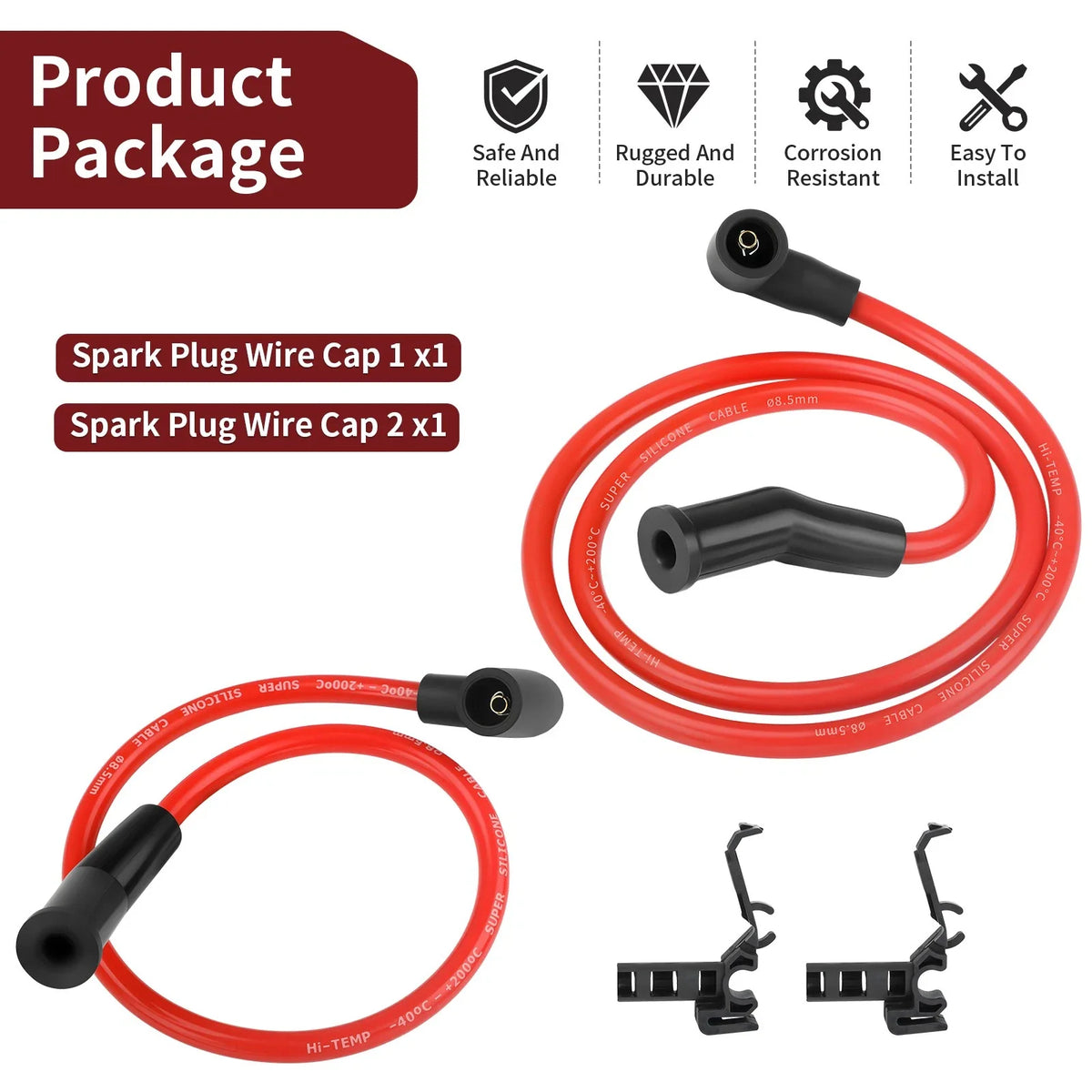 Spark Plug Wire Cap Set of 2 for Road Glide CVO Ultra FLTRUSE (2011–2016)