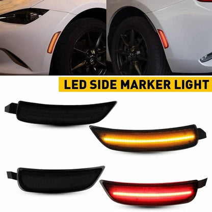 Set of 4 Smoked Lens LED Side Marker Lights for Mazda Miata MX-5 (2016–UP)