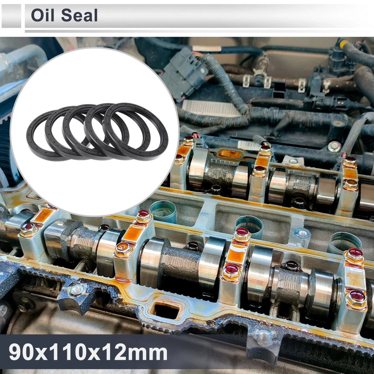Set of 5 Oil Seal Rotary Shaft Seal Nitrile Rubber 90x110x12mm