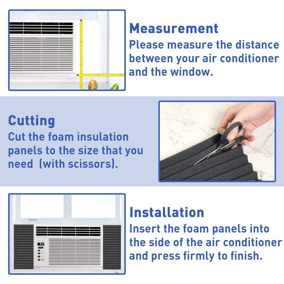 Window Air Conditioner Side Panels Foam for Black