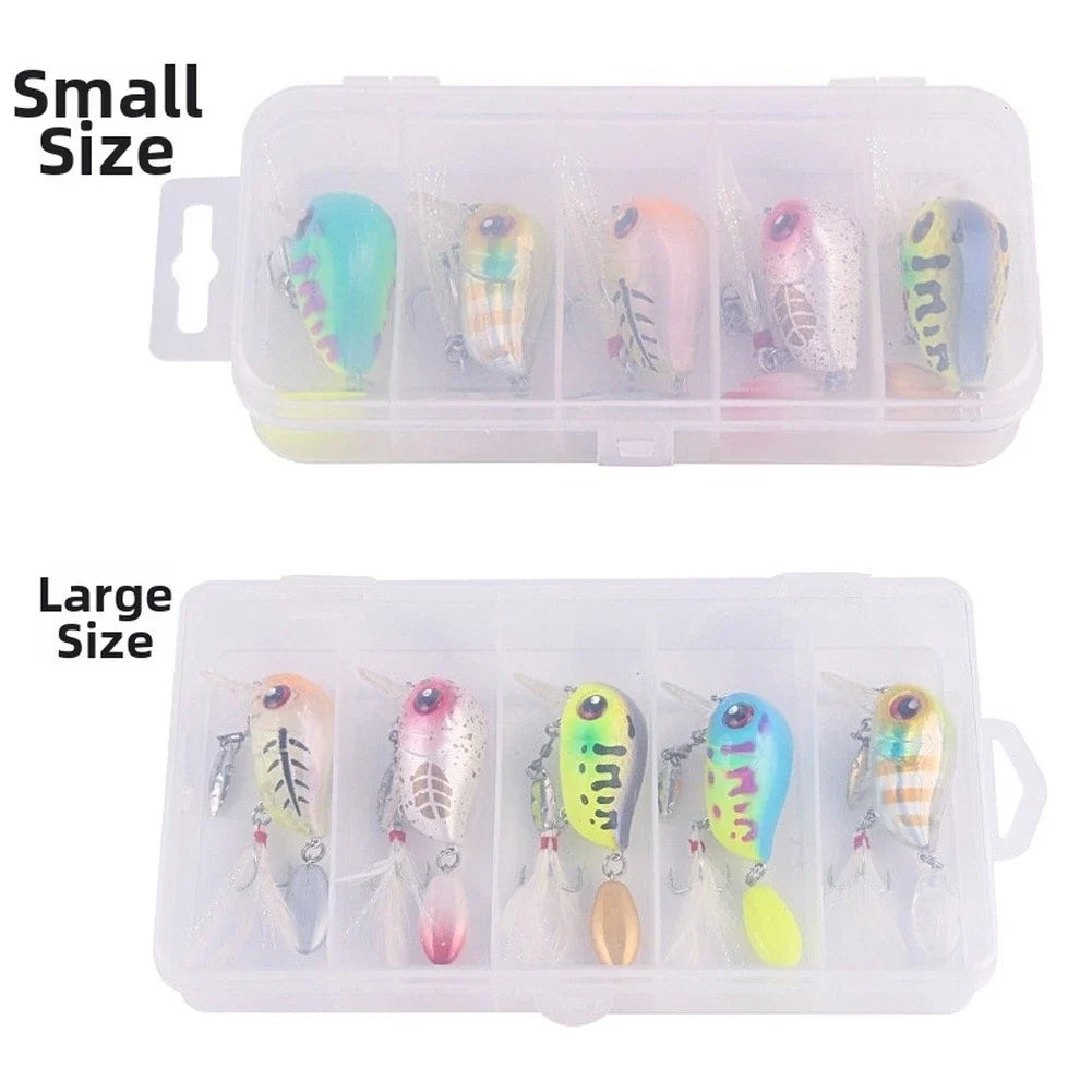 Set of 2 Fishing Lures 6g 8g 3.8cm 4.6cm with Feather Treble Hook for Bass