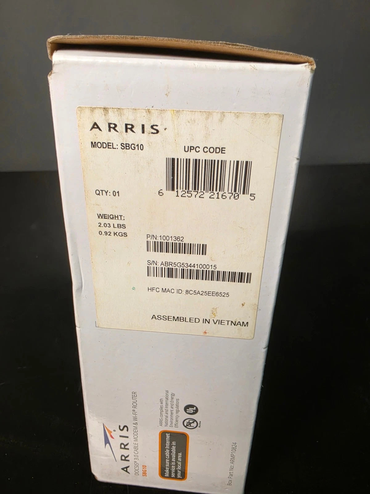 ARRIS SBG10 AC1600 Dual-Band Cable Modem Router for