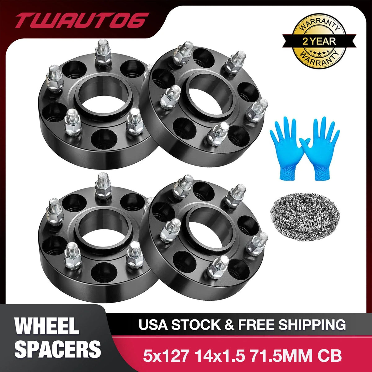 Set of 4 Hubcentric 5x5 Wheel Spacers for Jeep Wrangler Grand Cherokee (2007–2023)
