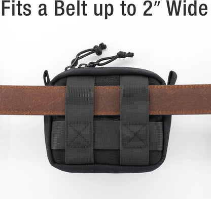 Belt Pouch for Men Women - EDC Bag Waist Small, Black, YKK Zippers