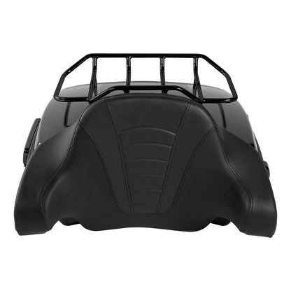 Black Chopped Trunk Mount Rack Backrest Pad for Harley Touring (1997–2008)