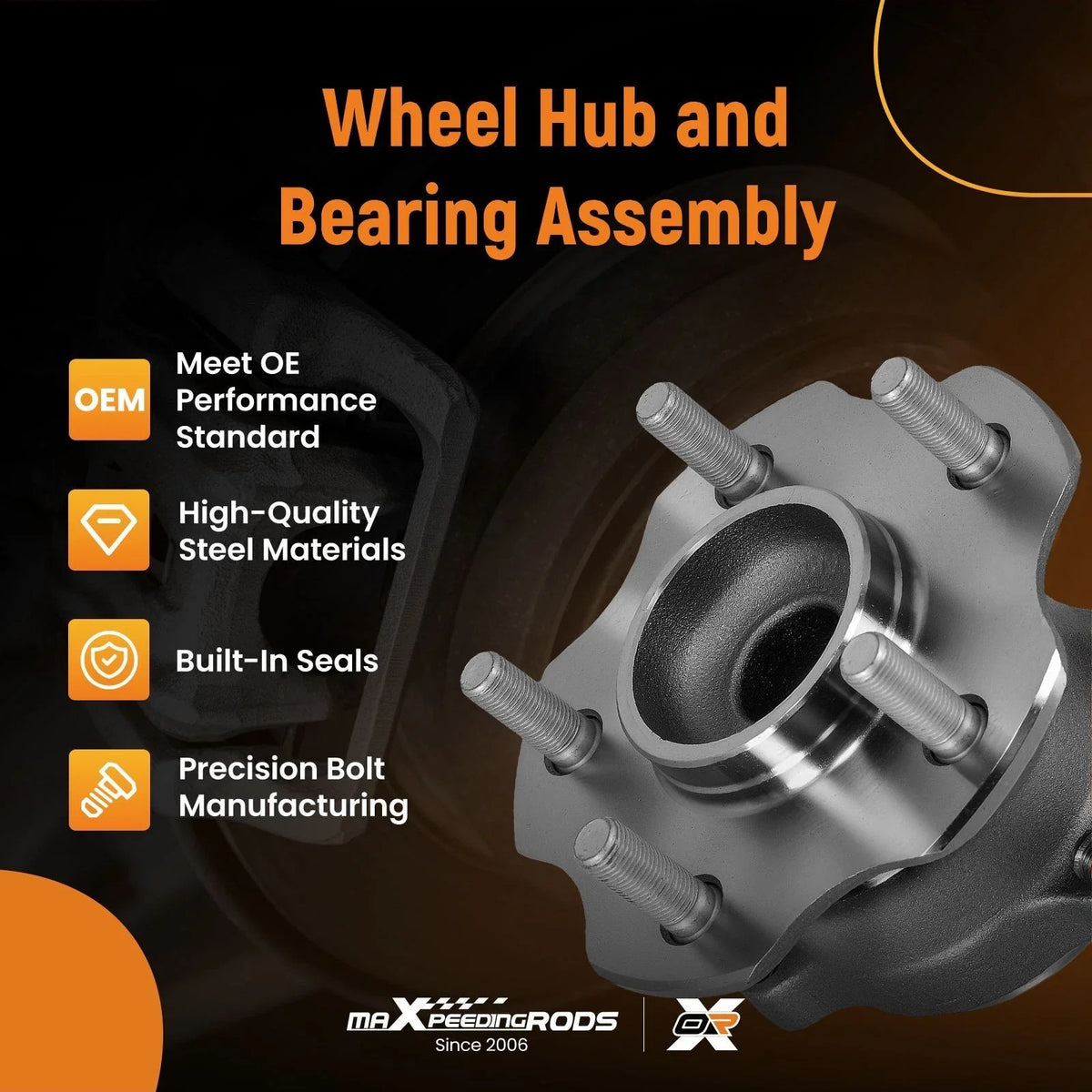 Rear Wheel Bearing Hub for Nissan Maxima 2009-2019 (5-Lug, ABS) (BR930698)