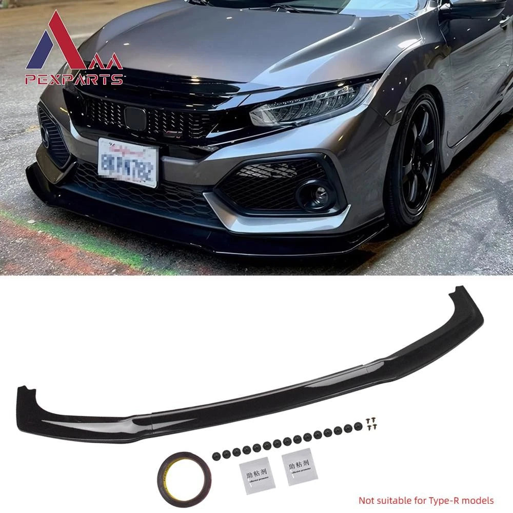 Front Bumper Lip for Honda Civic Si FK7 (2017–2021) - 10th Gen Civic Si Underbody Spoiler, 3 pc Style Front Sporty Lip Splitter