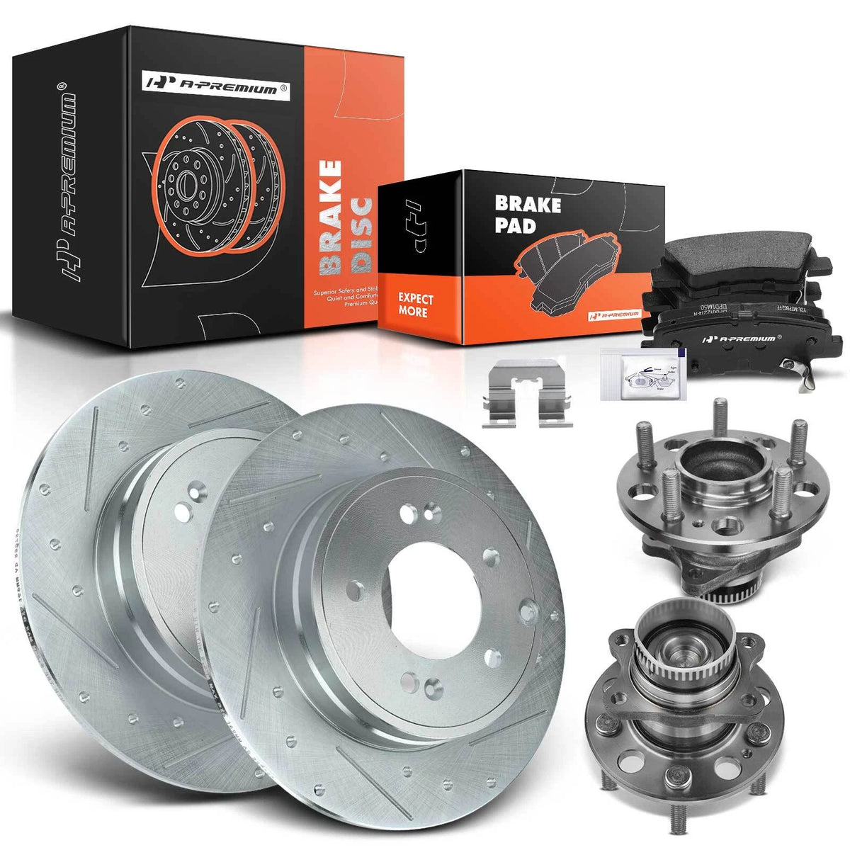 Drilled Rotors & Brake Pads Set for Kia Optima Hyundai Azera (BR31424, BR3142401)
