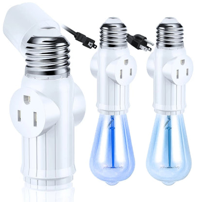 2 Packs Light Bulb Plug Adapter E26 E27 Socket for Various Applications
