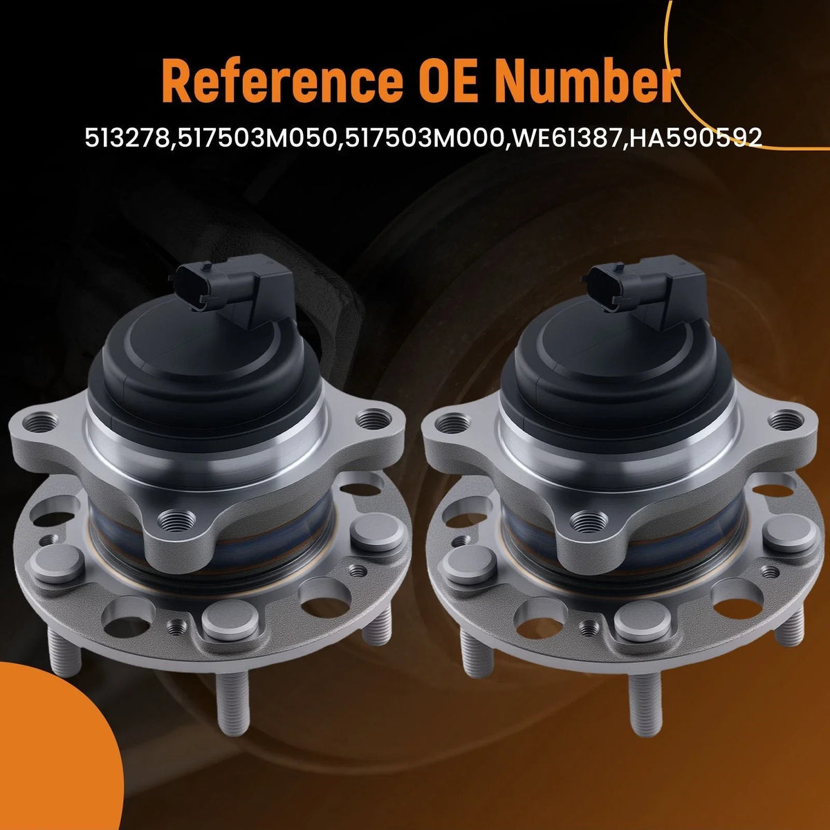 Set of 2 Front Wheel Hub Bearings for Hyundai Genesis/Equus (2009–2016) BR930725 513278