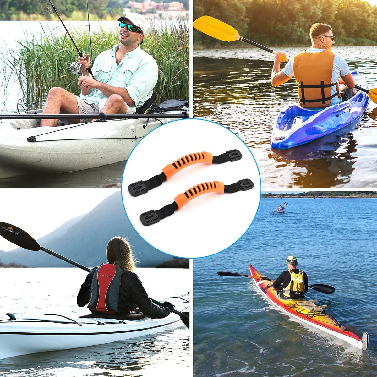 2X Carry Handle Rigging Kit for Kayak Canoe (15 FT 6mm Bungee Cord)