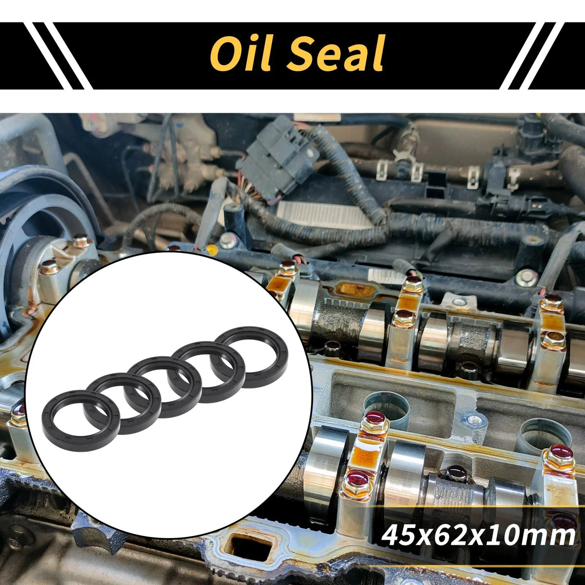 Set of 5 Oil Seal Rotary Shaft Seal NBR Rubber 45x62x10mm