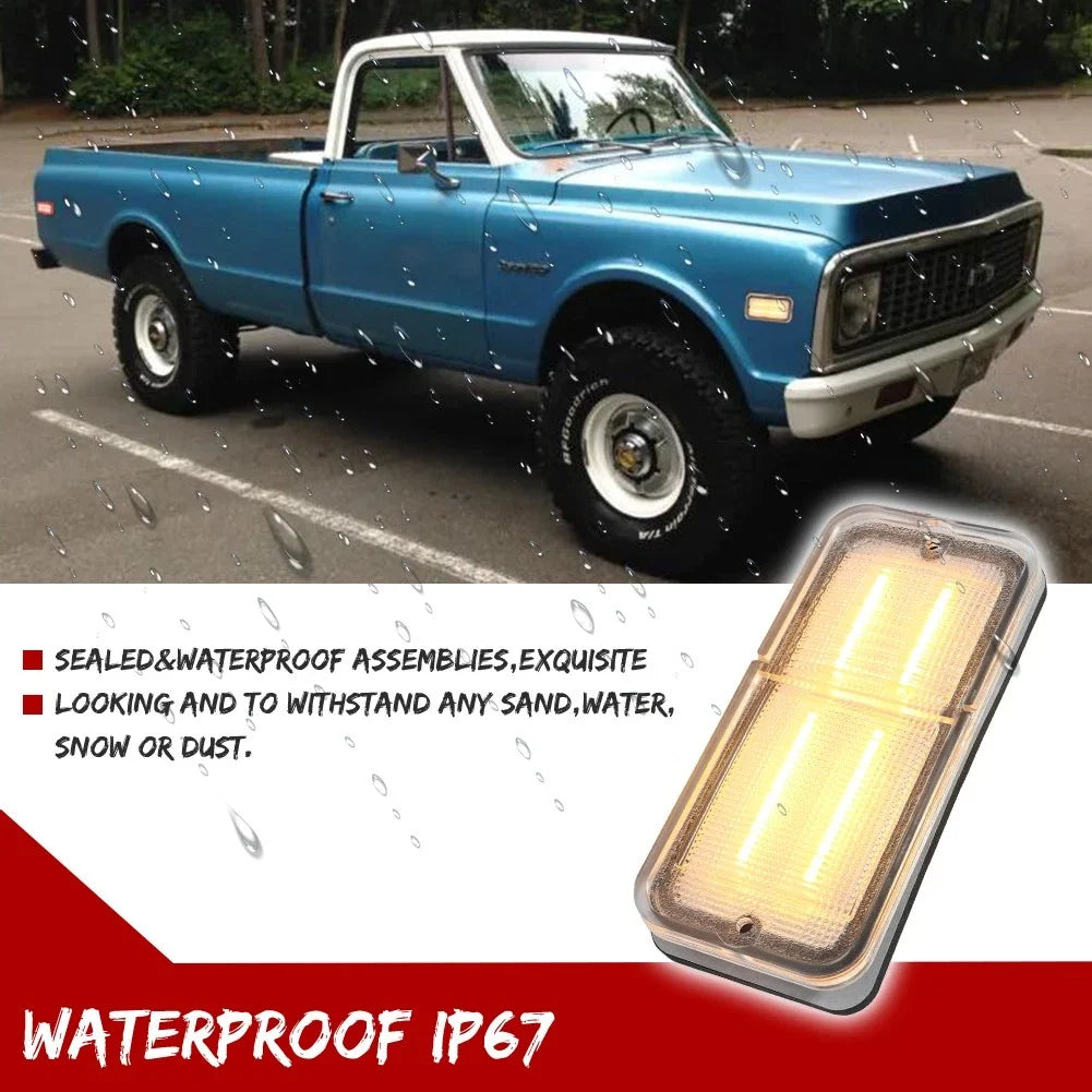 Clear Amber LED Side Marker Lights for Chevy C10 GMC C15 C25 (1968–1972)