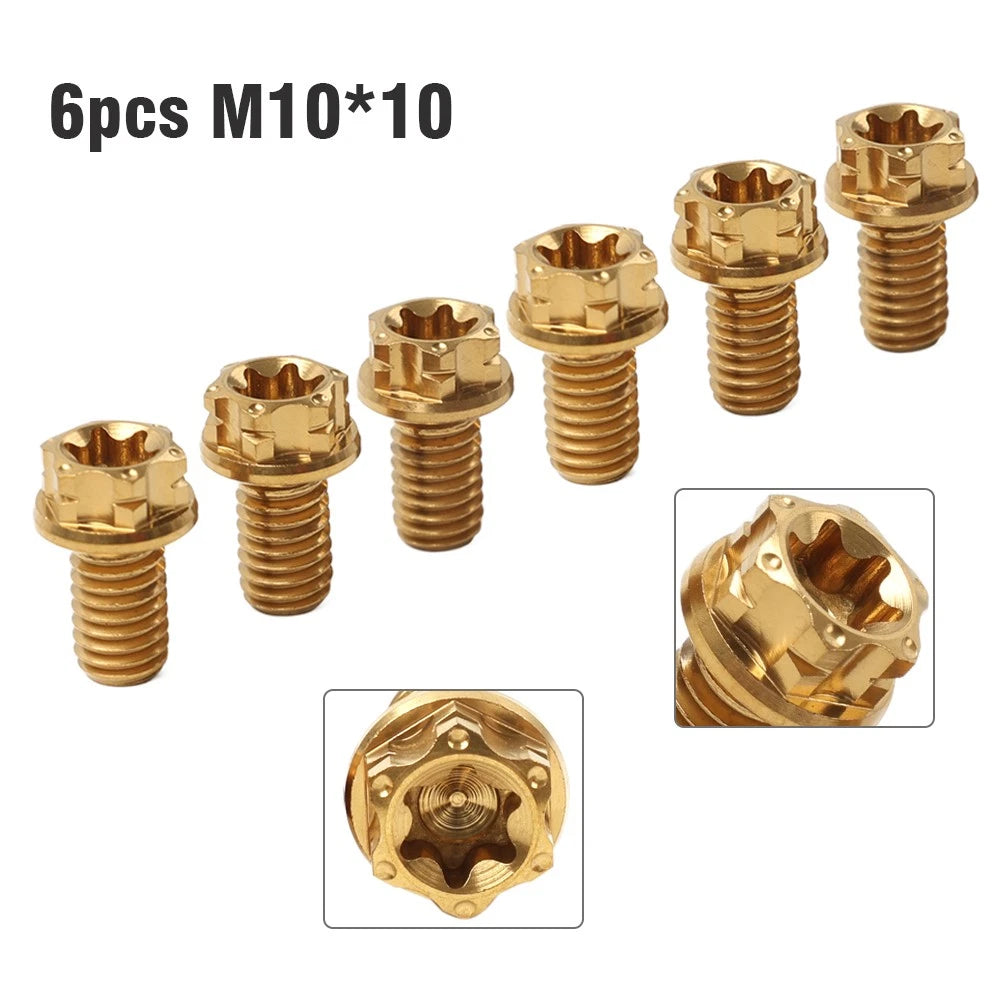 6X M10x10mm Titanium Torx Head Flange Screws for Motorcycle Bike
