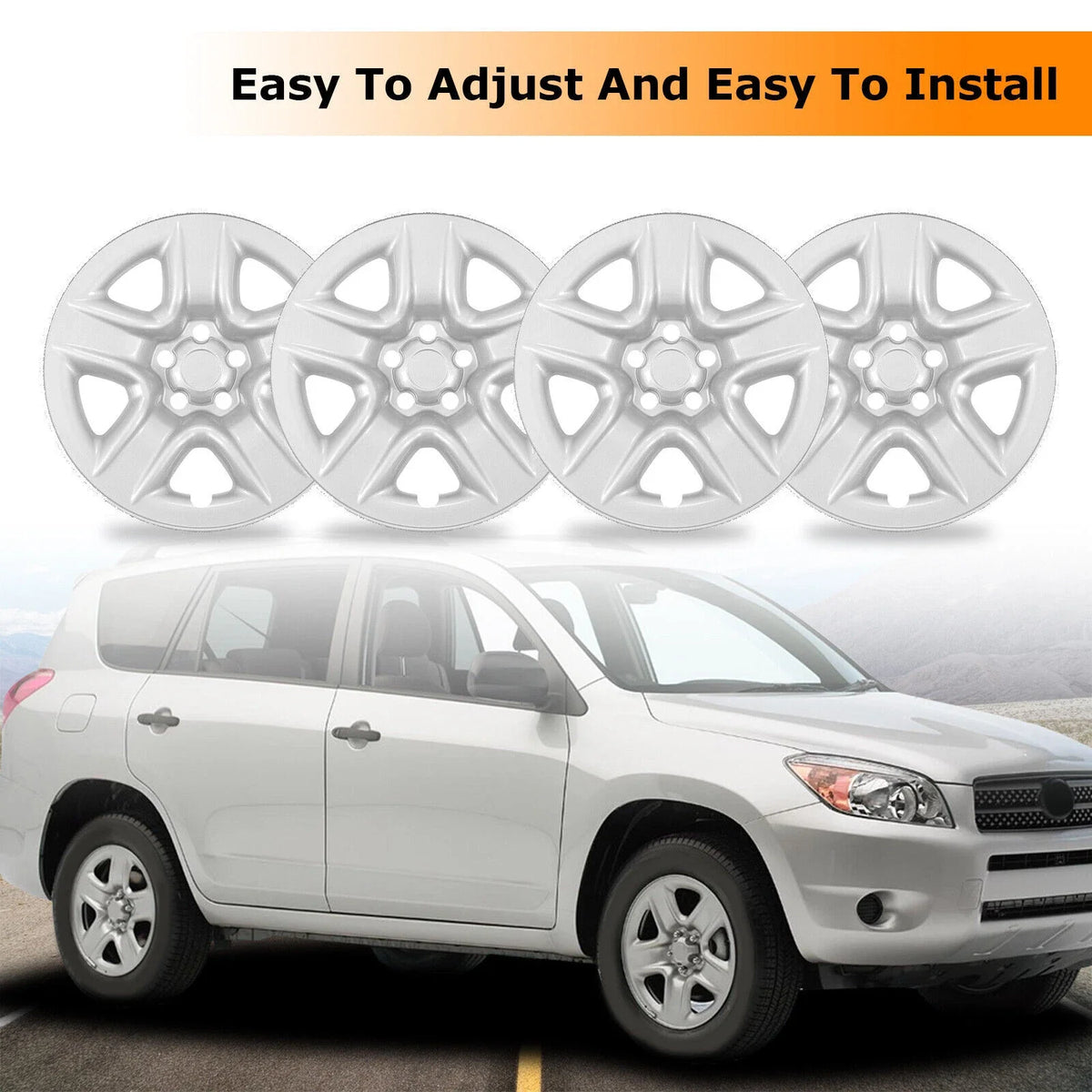 Set of 4 Wheel Hub Caps for Toyota RAV4 (2006–2012) - 17" Silver Full Rim