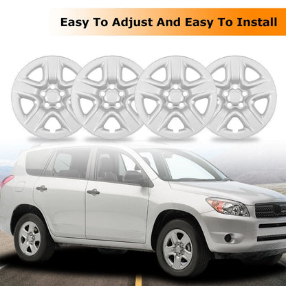 Set of 4 Wheel Hub Caps for Toyota RAV4 (2006–2012) - 17" Silver Full Rim