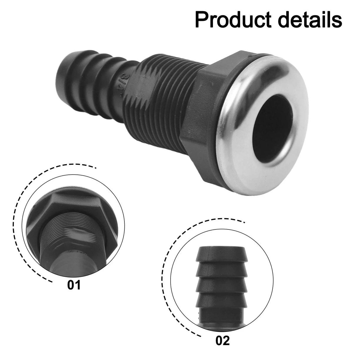Thru Hull Fitting for Marine and Truck Applications