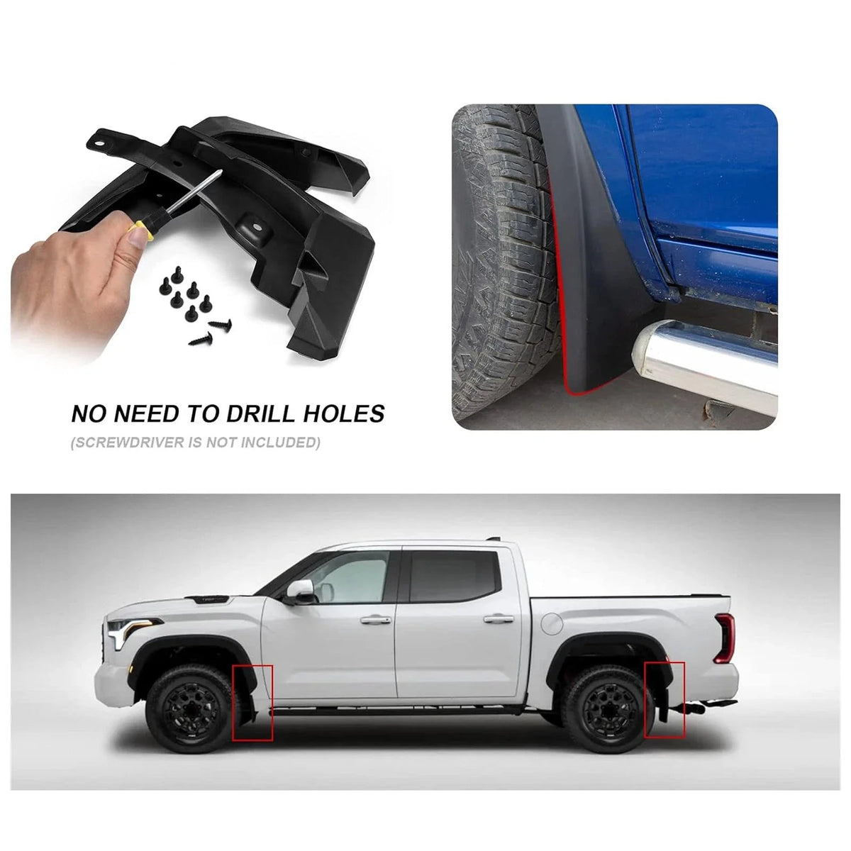 Set of 4 Mud Flaps Splash Guards for Toyota Tacoma (2016–2023) W/Fender Flares
