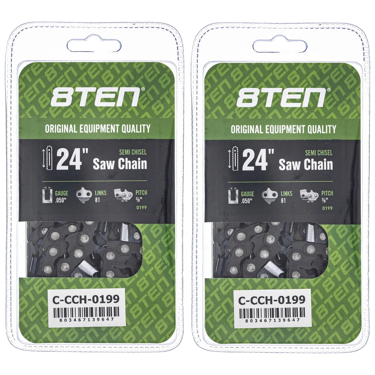 2X Semi Chisel Chainsaw Chain 24 Inch .050 3/8 81DL for Echo Jonsered (H47-81, H46-81, H80-81)