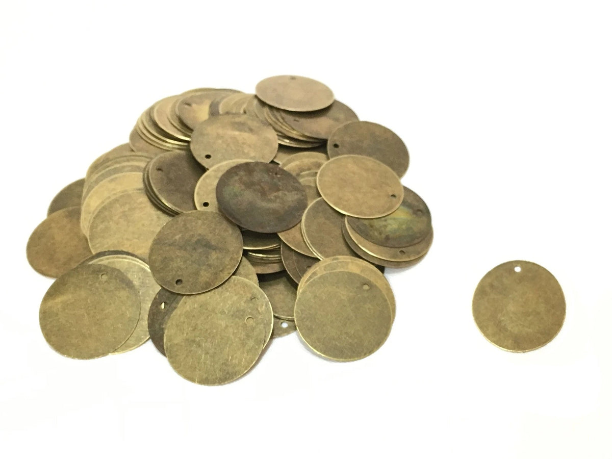 Set of 200 Antique Bronze Tone 13/16 Inch Metal Blanks Round