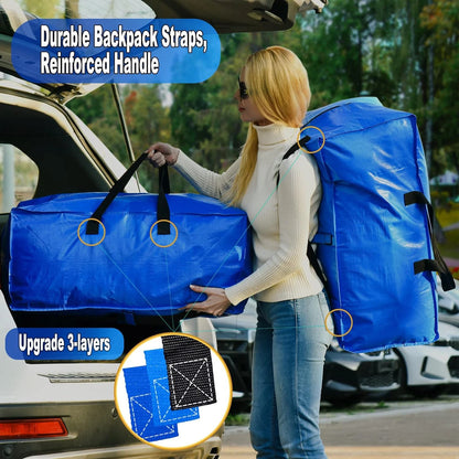 Set of 4 Heavy Duty Extra Large Moving Bags with Zippers and Handles
