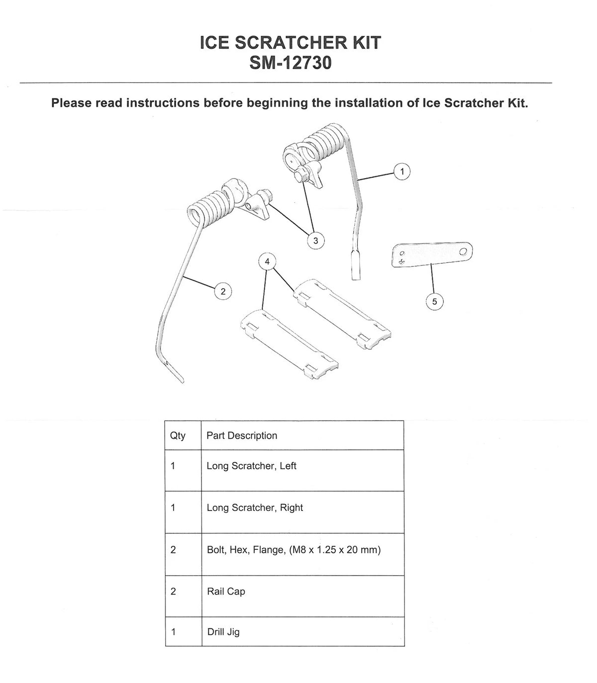 SPI Ice Scratchers for Polaris RMK (2016–2025) Replaces OEM# 2890644, SM-12730